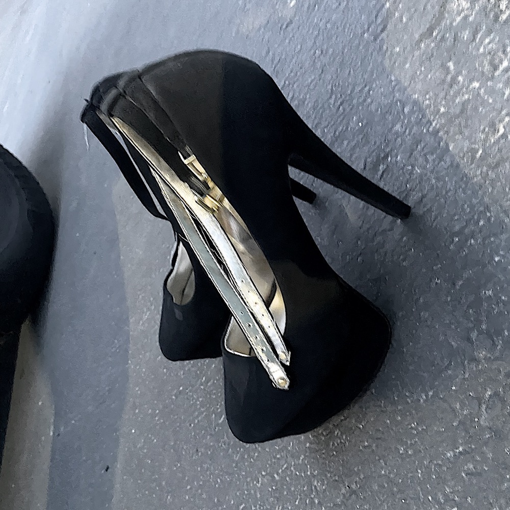 Black velvet high heels